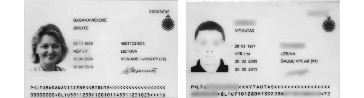 Authentic and fake passport under infrared light